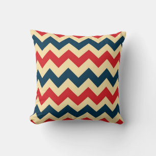 Dark Blue und Red Zickzack Zigzag Muster Kissen