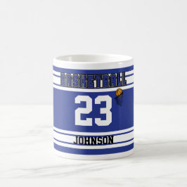 Dark Blue und White Basketball Jersey Kaffeetasse