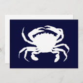 Dark Blue und White Crab Form Einladung (Vorne/Hinten)
