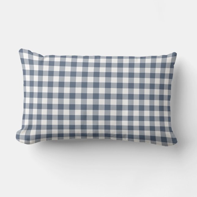 Dark Blue und White Gingham Pattern Lendenkissen (Vorderseite)