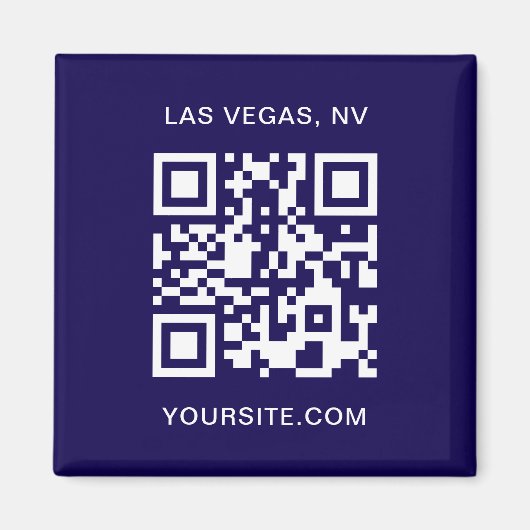 Dark Blue und White Modern QR Code Promo Magnet (Vorne)