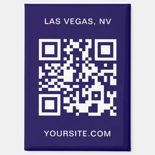 Dark Blue und White Modern QR Code Promo Magnet (Vorderseite)