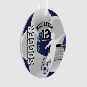 Dark Blue und White Soccer Goalie Boy Ornament (Vorderseite)