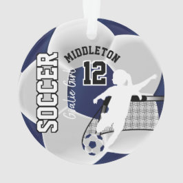 Dark Blue und White Soccer ⚽ Goalie Girl Ornament