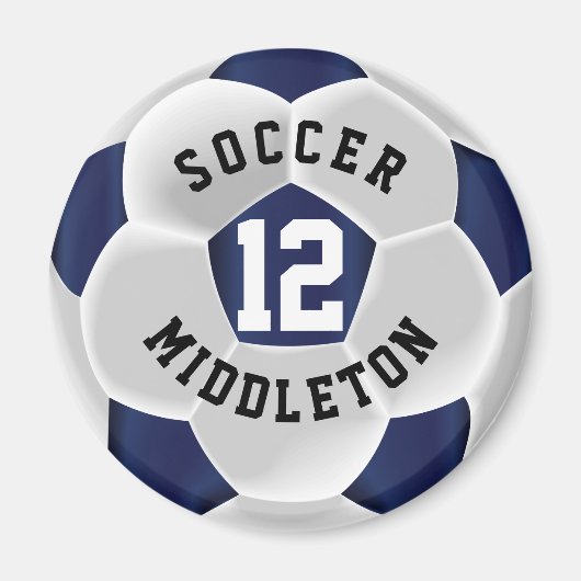 Dark Blue und White Soccer Sport Ball Magnet (Vorne)
