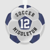Dark Blue und White Soccer Sport Ball Ornament (Rückseite)