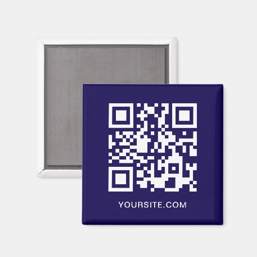 Dark Blue und White Website QR Code Promo Magnet (Vorderseite/Rückseite)