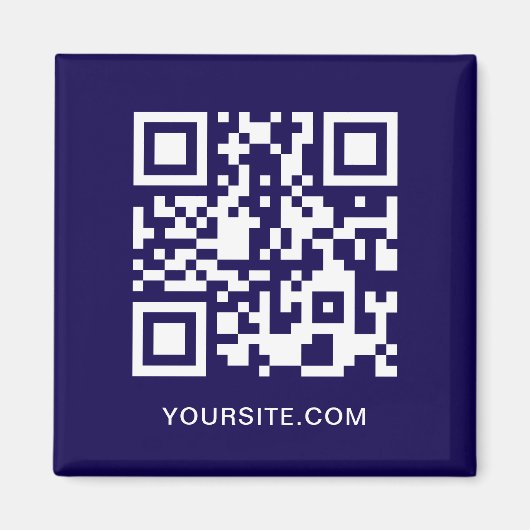 Dark Blue und White Website QR Code Promo Magnet (Vorne)