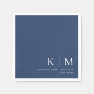 Dark Blue und White Wedding- Serviette