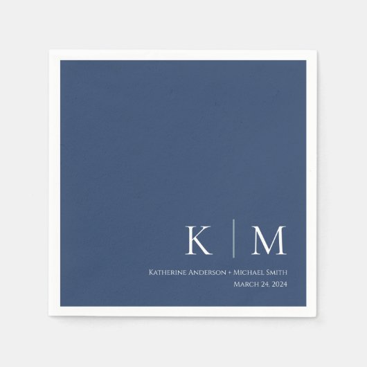 Dark Blue und White Wedding- Serviette (Vorderseite)