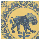 Dark Blue und Yellow Lion of St. Julian Stoff (Nahaufnahme)