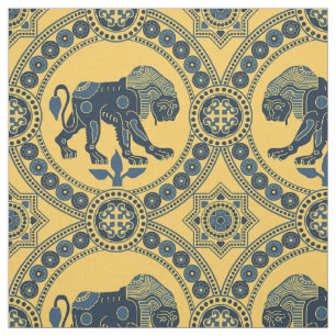 Dark Blue und Yellow Lion of St. Julian Stoff