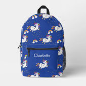 Dark Blue Unicorn Wonderland Bedruckter Rucksack (Vorderseite)