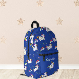 Dark Blue Unicorn Wonderland Bedruckter Rucksack