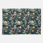 Dark Blue Vintag Style Garden Blume Muster Geschirrtuch (Horizontal)