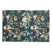 Dark Blue Vintag Style Garden Blume Muster Kissenbezug (Rückseite)