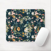 Dark Blue Vintag Style Garden Blume Muster Mousepad (Mit Mouse)