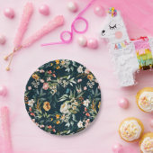 Dark Blue Vintag Style Garden Blume Muster Pappteller (Party)