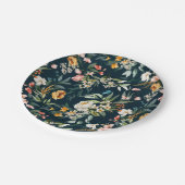 Dark Blue Vintag Style Garden Blume Muster Pappteller (Schrägansicht)