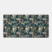 Dark Blue Vintag Style Garden Blume Muster Schreibtischunterlage (Vorderseite)