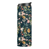 Dark Blue Vintag Style Garden Blume Muster Thermosbecher (Nach links gedreht)