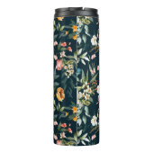 Dark Blue Vintag Style Garden Blume Muster Thermosbecher (Rückseite)
