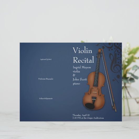Dark Blue Violin Viola Faltes Erwägungsgrund-Progr (Stehend Vorderseite)