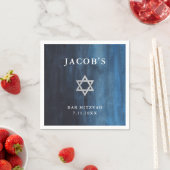 Dark Blue Watercolor Look Bar Mitzvah Serviette (Beispiel)