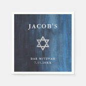 Dark Blue Watercolor Look Bar Mitzvah Serviette (Vorderseite)