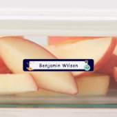 Dark Blue Watercolor Space Custom Kids Name Etiketten (Befestigt)