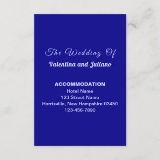 Dark Blue Wedding Accommodation Portrait Begleitkarte