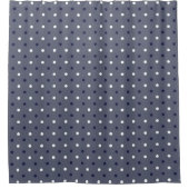 Dark Blue, white and slate gray dots Duschvorhang (Vorderseite)