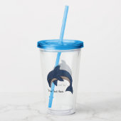 Dark Blue White Bly Sparkle Dolphin Jumping Acryltrinkbecher (Rückseite)
