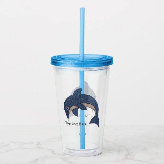 Dark Blue White Bly Sparkle Dolphin Jumping Acryltrinkbecher (Vorderseite)