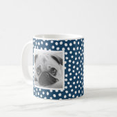 Dark Blue White Dot Muster Custom Foto Tasse (Vorderseite Links)
