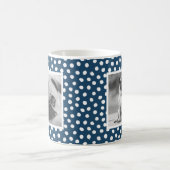 Dark Blue White Dot Muster Custom Foto Tasse (Mittel)