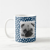 Dark Blue White Dot Muster Custom Foto Tasse (Links)