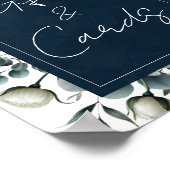Dark Blue & White Floral Geschenke & Cards Tafelze Poster (Ecke)