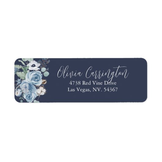 Dark Blue & White Floral Label (Vorne)