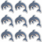 Dark Blue White Jumping Delphine Imitate Glitzer L Aufkleber (Vorderseite)