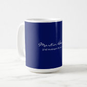 Dark Blue White Minimalist Script Plain Simple Kaffeetasse (Vorderseite Links)
