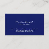 Dark Blue White Minimalist Script Plain Simple Visitenkarte (Vorderseite)