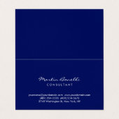 Dark Blue White Minimalist Script Plain Simple Visitenkarten (Außenseite Aufgefaltet)