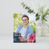 Dark Blue White Minimalistisch Abschluss Ankündigu Postkarte (Stehend Vorderseite)