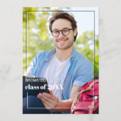 Dark Blue White Minimalistisch Abschluss Ankündigung (Vorderseite)