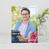 Dark Blue White Minimalistisch Abschluss Ankündigung (Stehend Vorderseite)