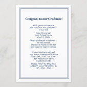 Dark Blue White Minimalistisch Abschluss Ankündigung (Rückseite)