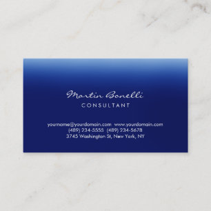 Dark Blue White Minimalistisch Script Business Car Visitenkarte