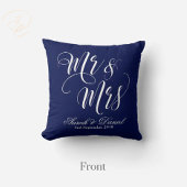 Dark Blue White Mr & Mrs Wedding Keepake Pillow Kissen