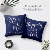 Dark Blue White Mr & Mrs Wedding Keepake Pillow Kissen
